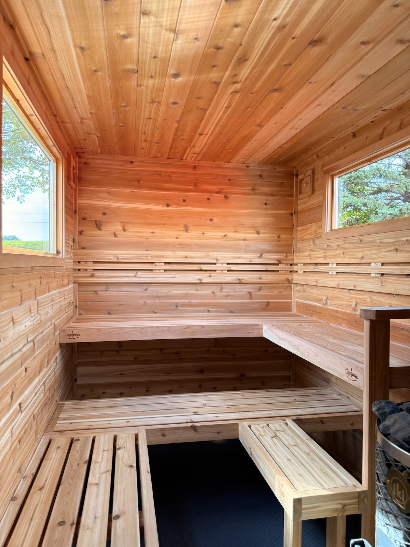 Interior of the Sisu Space wood fired sauna